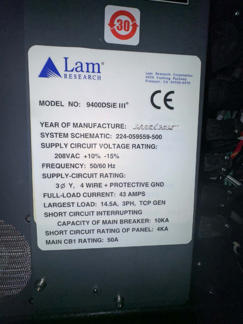Lam Alliance A 6 9400 DSIE III Process Chamber