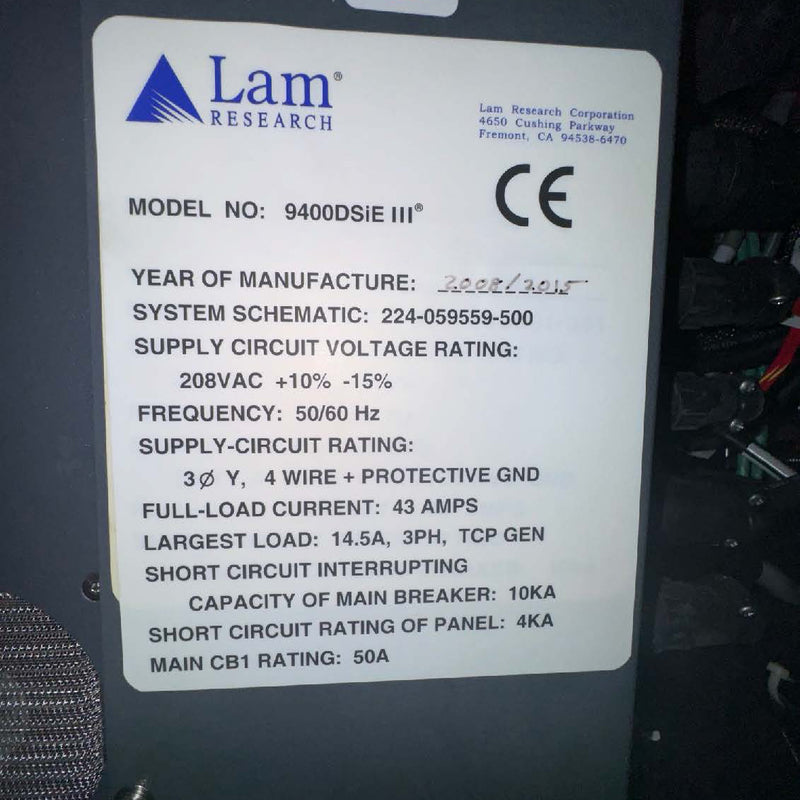 Lam Alliance A 6 9400 DSIE III Process Chamber