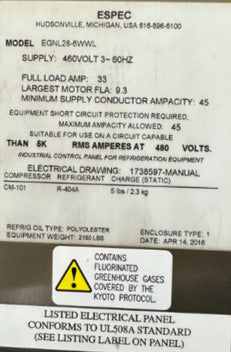 ESPEC EGNL 286 WWL Chamber