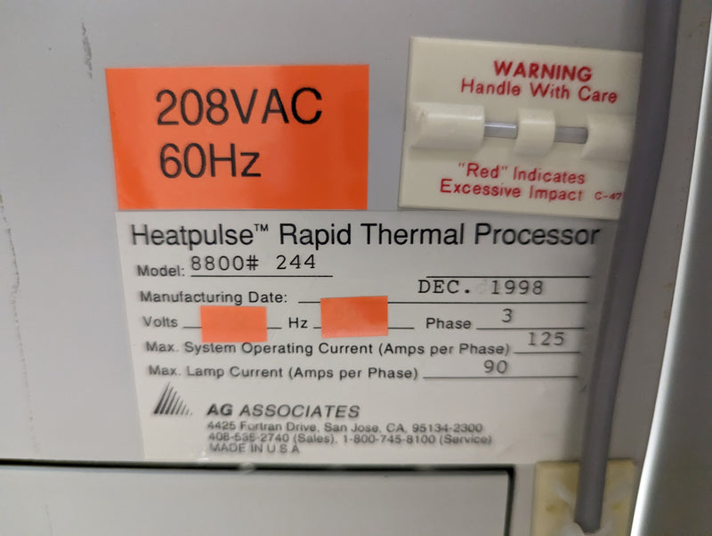 AG Associates Heatpulse 8800 RTP System (Rapid Thermal Process)