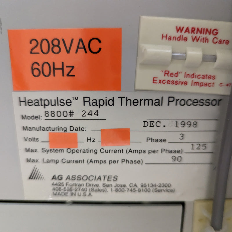 AG Associates Heatpulse 8800 RTP System (Rapid Thermal Process)