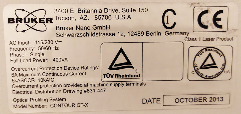 Bruker Contour GTX White Light Interferometer (WLI)