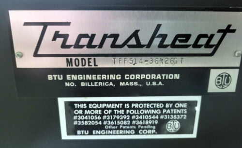BTU TFF 51-4-36 N 26 GT Thick Film Fast Fire Furnace