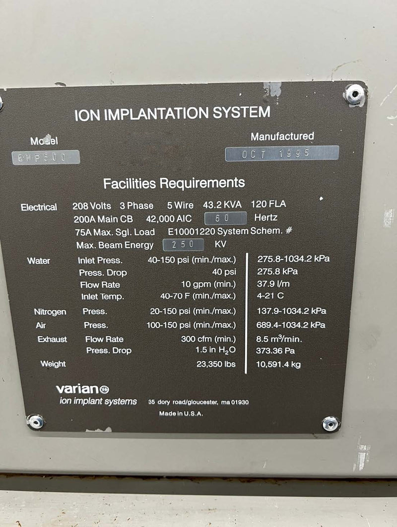 Varian EHP 500 Ion Implanter
