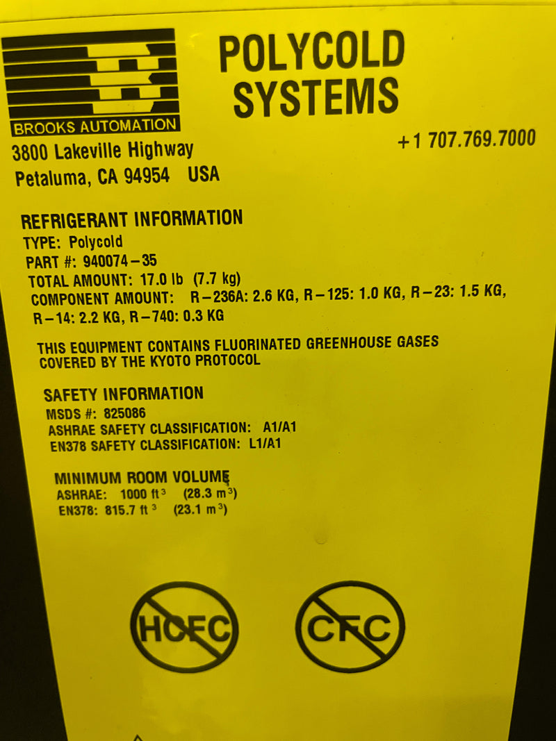 Polycold PFC 1102 HC Cryogenic Refrigeration