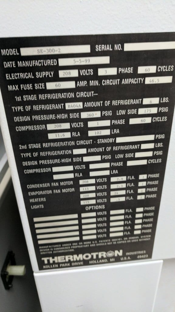Thermotron SE 300 2 Environmental Chamber