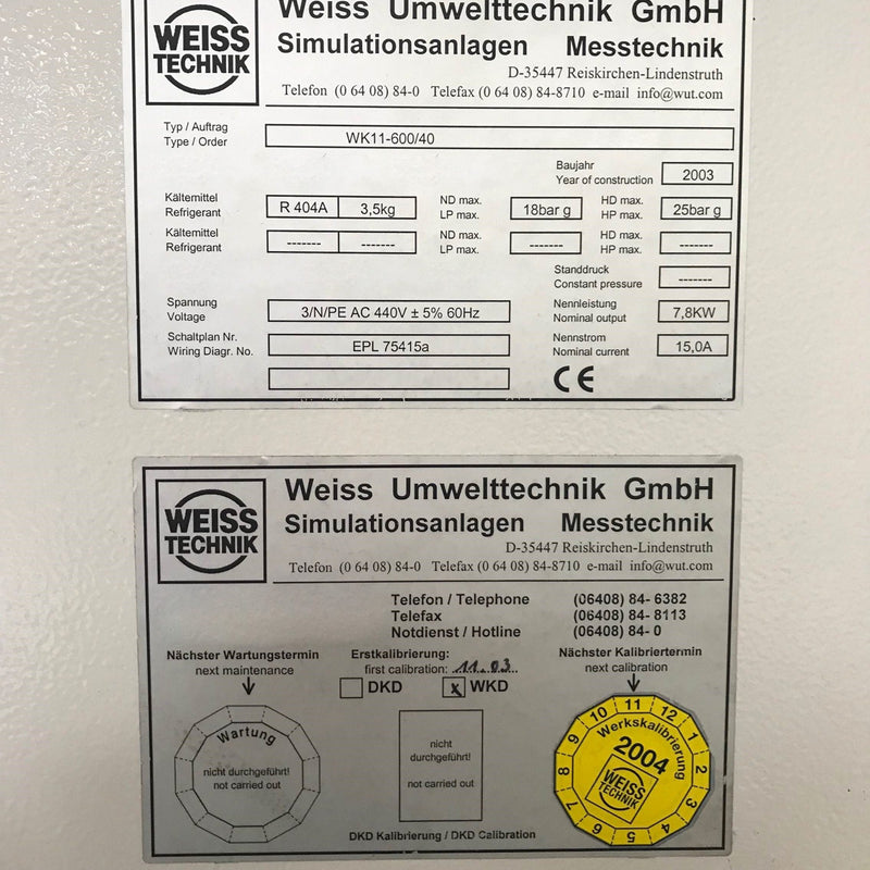 Weiss WK 11 600 Environmental Chamber