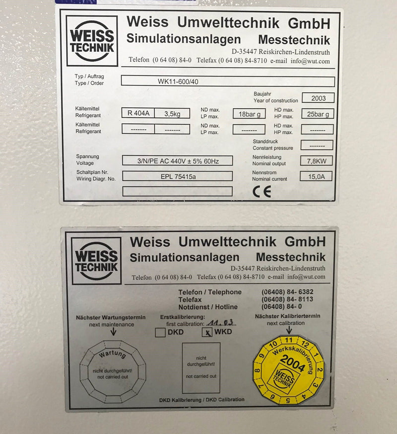 Weiss WK 11 600 Environmental Chamber