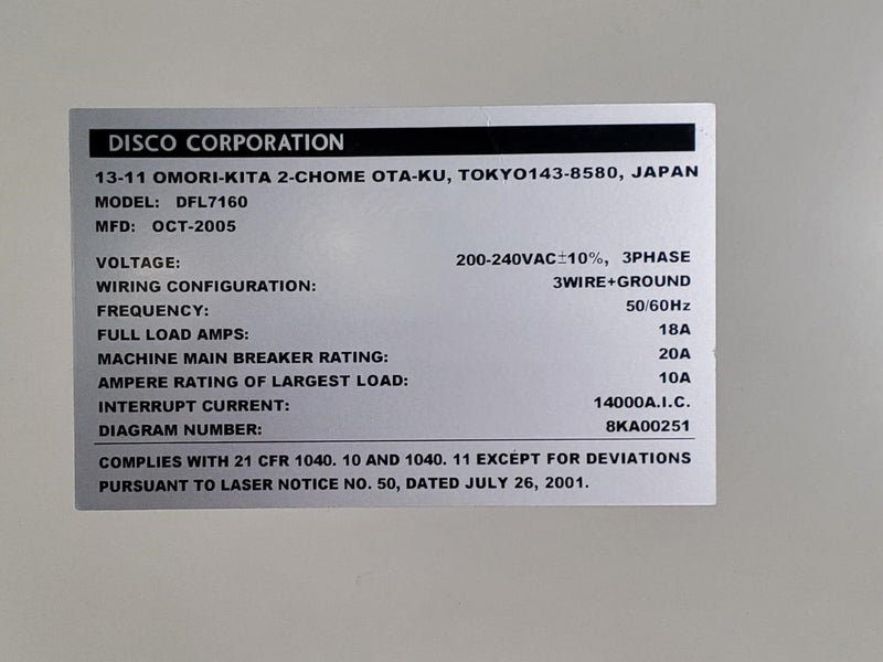 Disco DFL 7160 Automatic Laser Saw