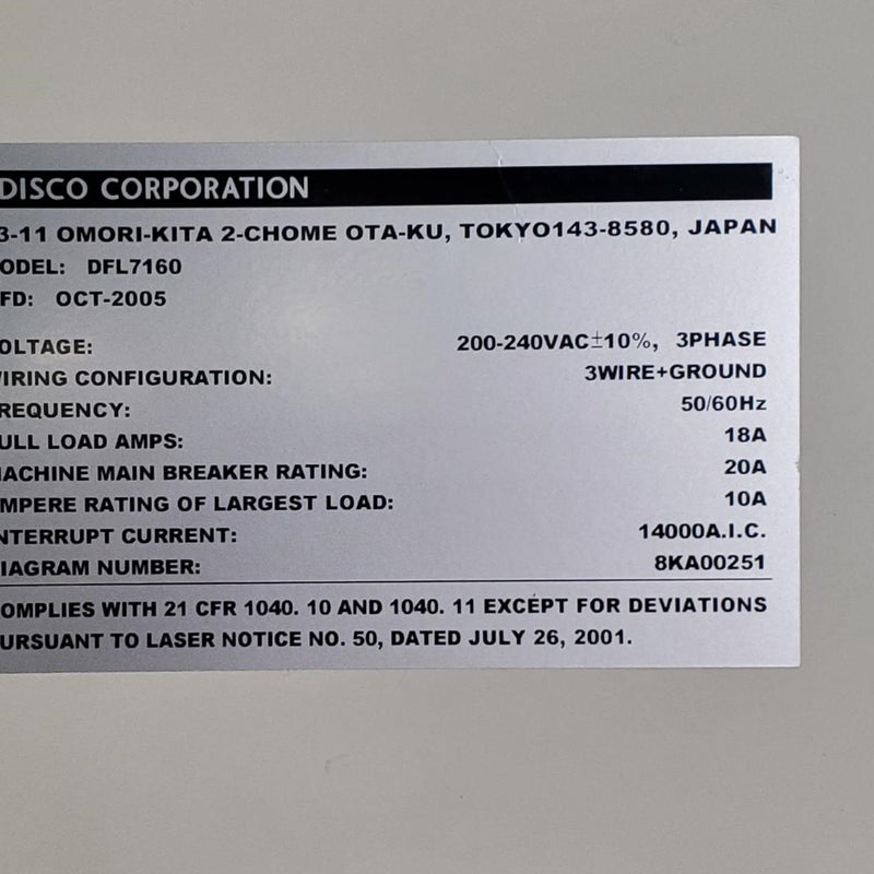 Disco DFL 7160 Automatic Laser Saw