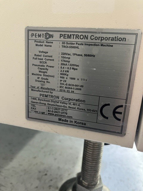 Pemtron TROI-5500 HL SPI (Solder Paste Inspection)