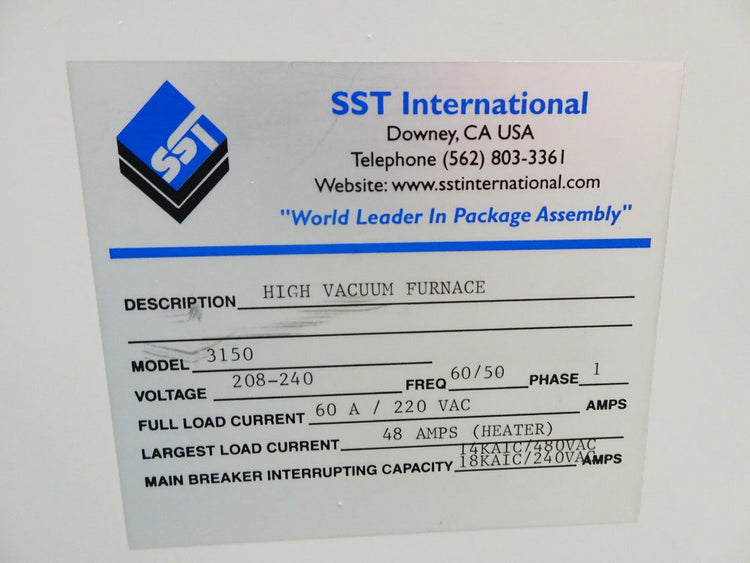 SST 3150 High Vacuum Furnace