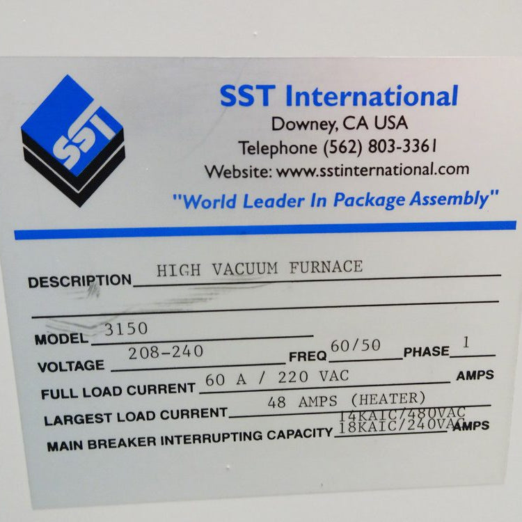 SST 3150 High Vacuum Furnace