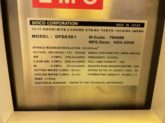 Disco DFD 6361 Automatic Dicing Saw
