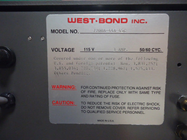 WestBond 7200 44 A 45 C Pick and Place Epoxy Die Bonder