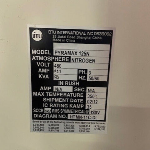BTU Pyramax 125 N Reflow Oven