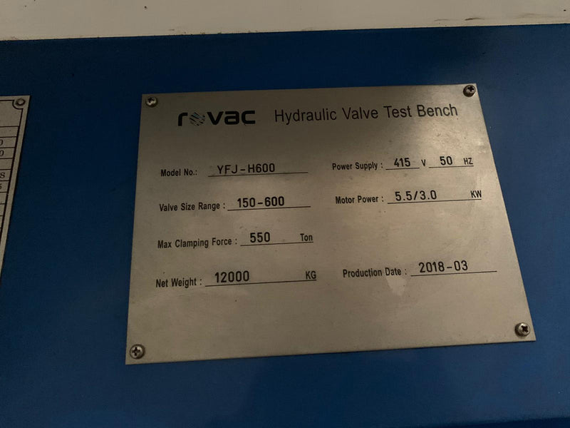 Rovac YFJ H 600 Hydraulic Valve Test Bench