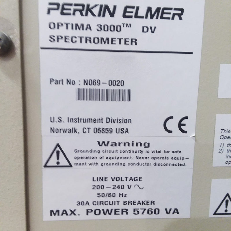 Perkin Elmer Optima 3000 ICP-MS (Inductively Coupled Plasma - Mass Spectrometer)
