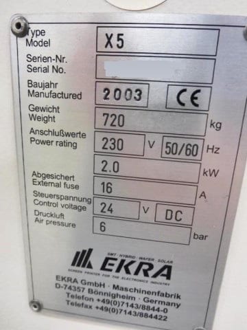Ekra X 5 Automatic Screen Printer