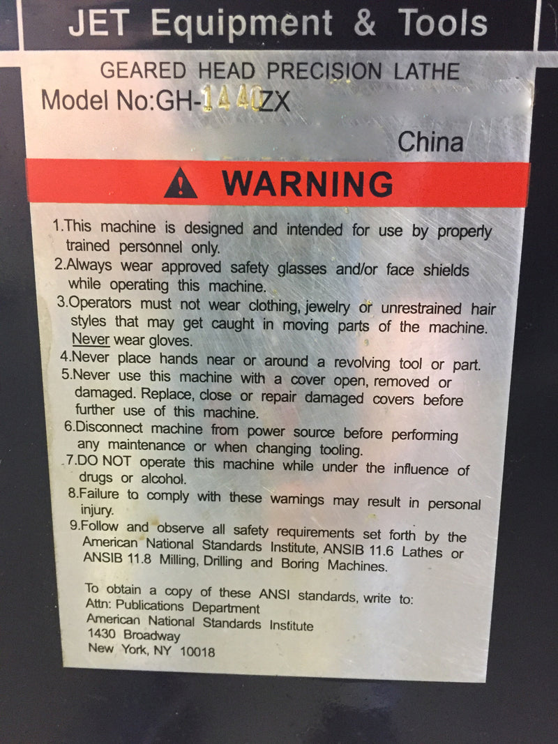 Jet GH 1440 ZX Lathe