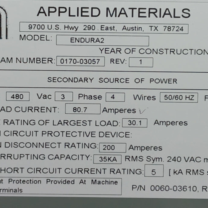 Applied Materials Endura 2 PVD (Physical Vapor Deposition)
