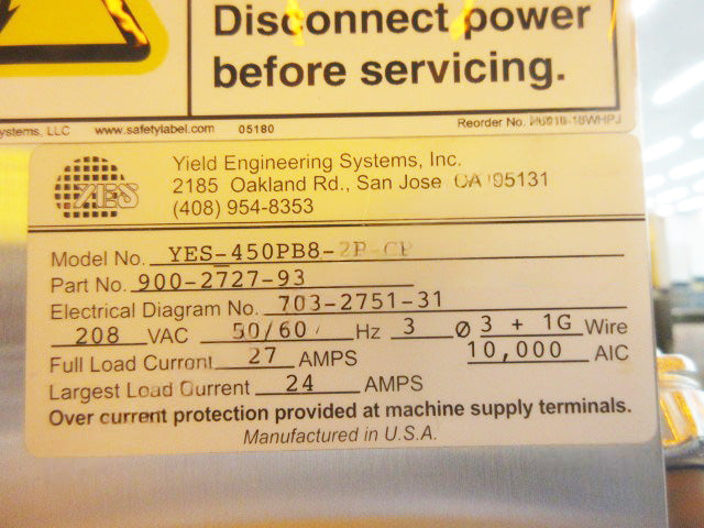 Yes 450 PB Polyimide Bake Oven