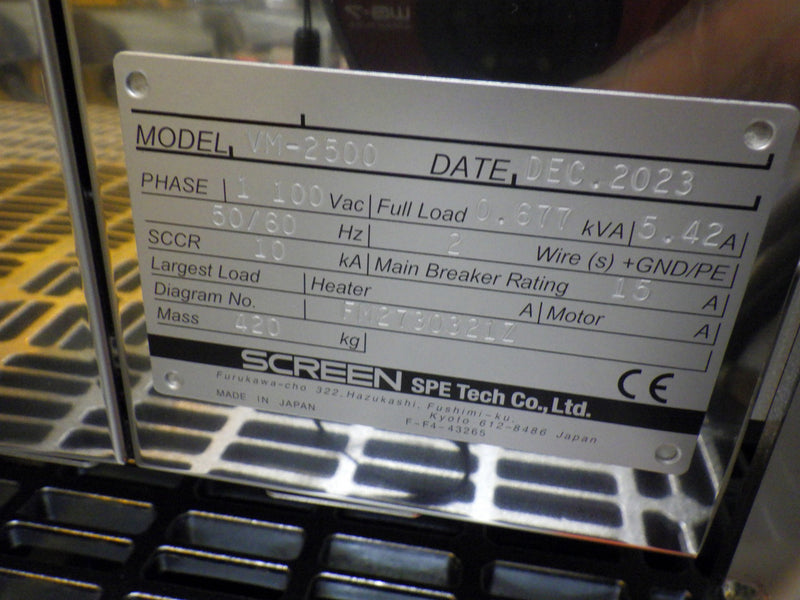 SCREEN / DNS VM 2500 Film Thickness Measurement System