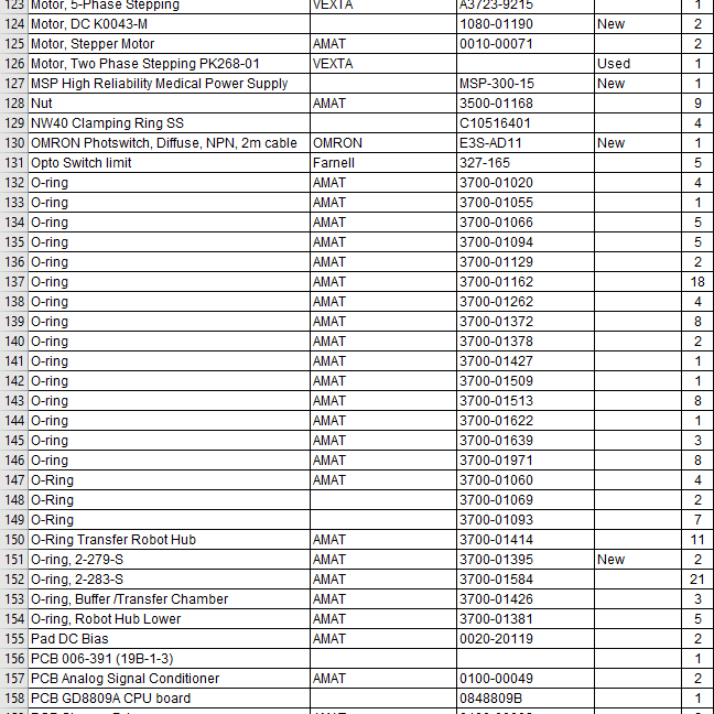 Applied Materials Endura Parts
