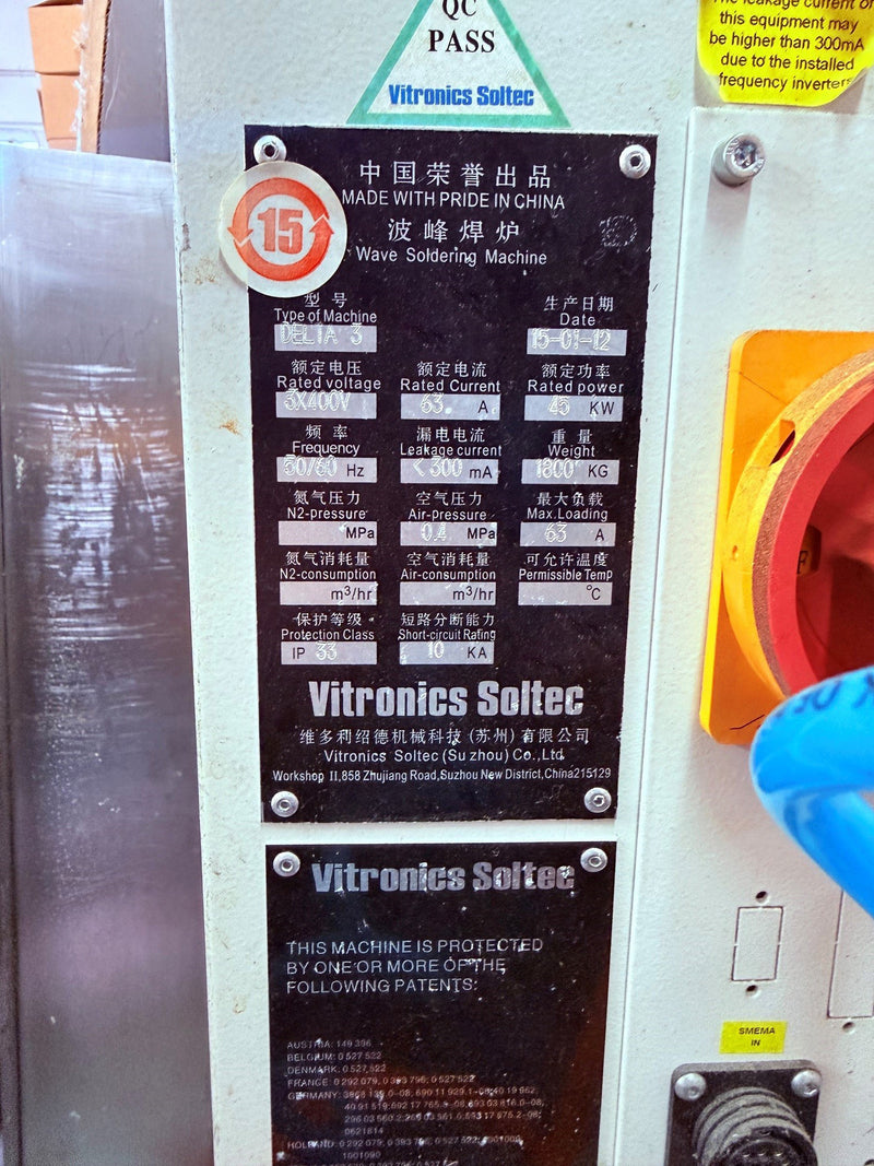 Vitronics Soltec Delta 3 Wave Soldering Machine