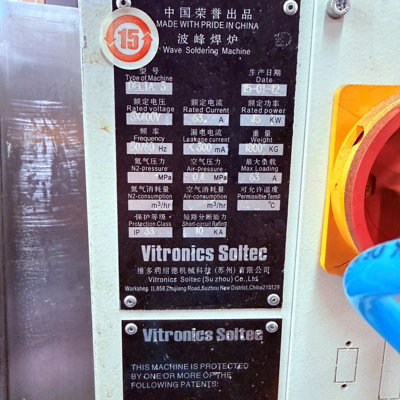 Vitronics Soltec Delta 3 Wave Soldering Machine