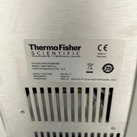 Thermo Fisher Scientific iCAP 7400 Duo ICP-OES (Optical Emission Spectrometer)