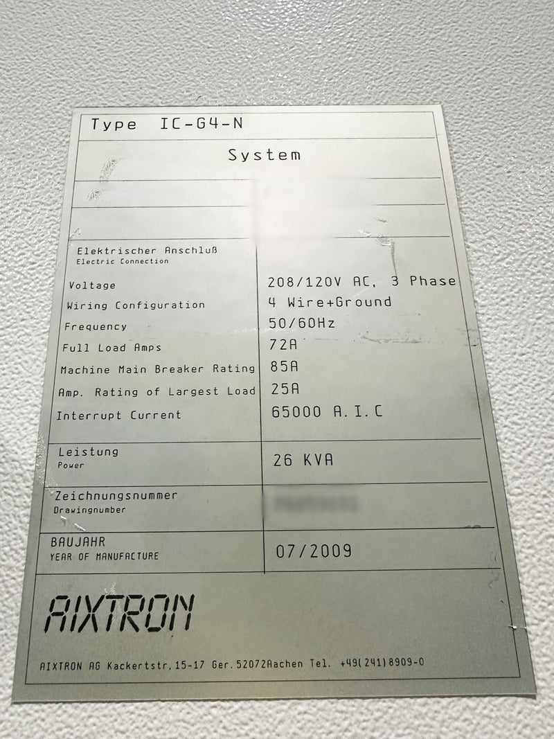 Aixtron G 4 MOCVD (Metal Organic Chemical Vapor Deposition)
