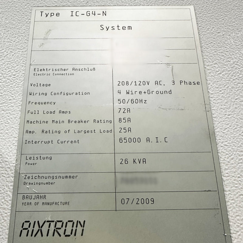 Aixtron G 4 MOCVD (Metal Organic Chemical Vapor Deposition)