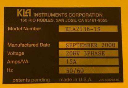 KLA 2138 Brightfield Inspection