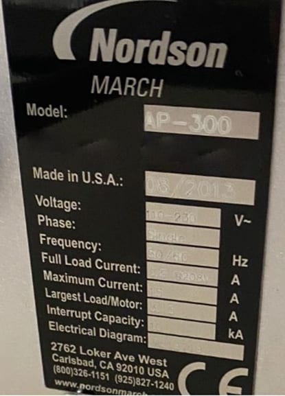 Nordson / March AP 300 Dual Gas Plasma Chamber