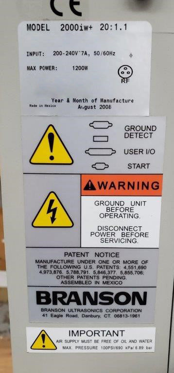 Branson 2000 iW+ Ultrasonic Welder