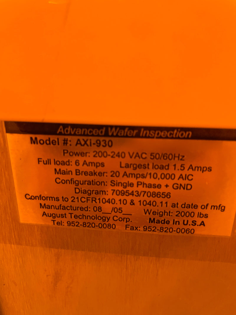 ONTO / Rudolph AXI 930 Advanced Wafer Inspection