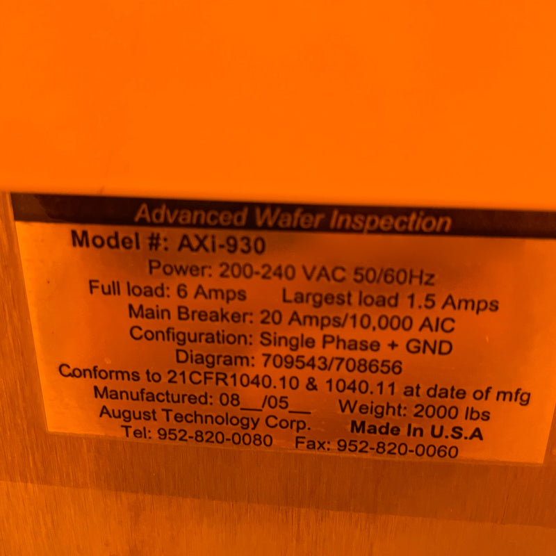 ONTO / Rudolph AXI 930 Advanced Wafer Inspection