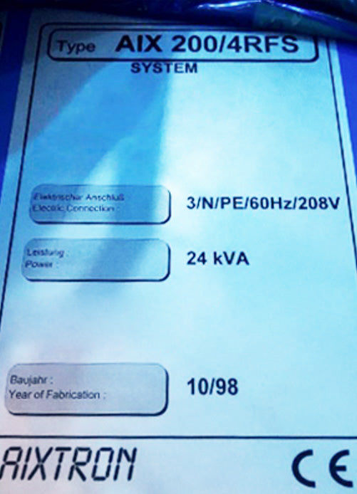 Aixtron AIX 200 / 4 RFS MOCVD (Metal Organic Chemical Vapor Deposition)