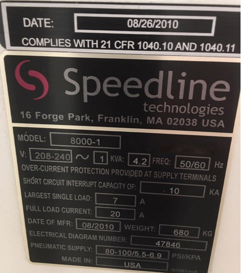 Speedline Camalot 8000 1 Soldering Machine