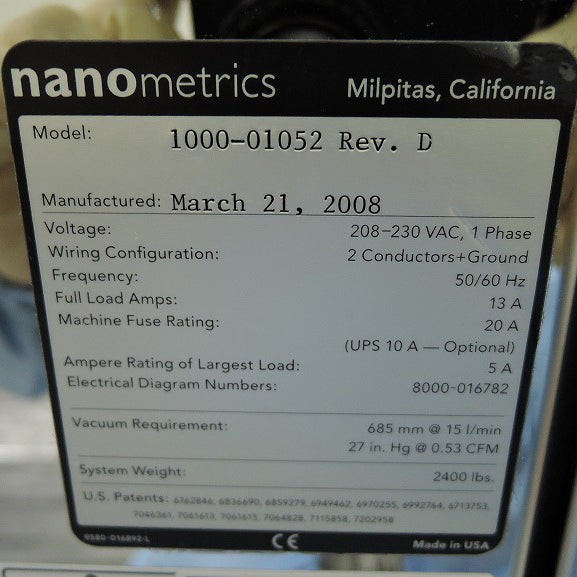 ONTO / Nanometrics Nanospec 9310 Thickness Measuring