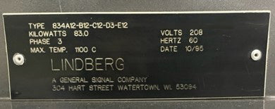Lindberg 834 A 12-B 12- C 12-D 3-E 12 Continuous Mesh Belt Brazing Furnace