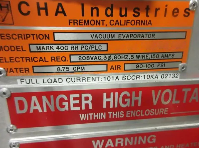 CHA Mark 40 C RH PC / PLC Vacuum Evaporator