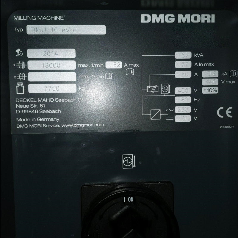 Mori Seiki DMU 40 eVo Milling Machine