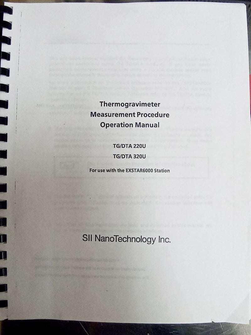 SII Nanotechnology TG/DTA 220 Thermogravimeter