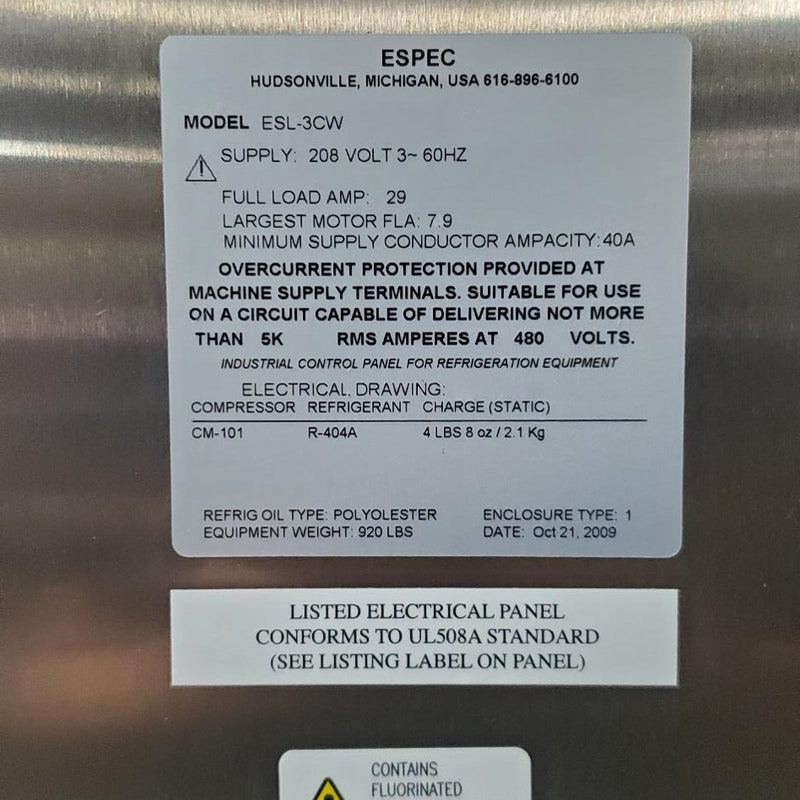 ESPEC ESL 3 CW Environmental Chamber
