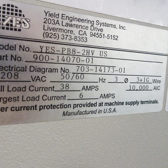 Yes 450 PB 8-2 HV-US Polyimide Bake Oven