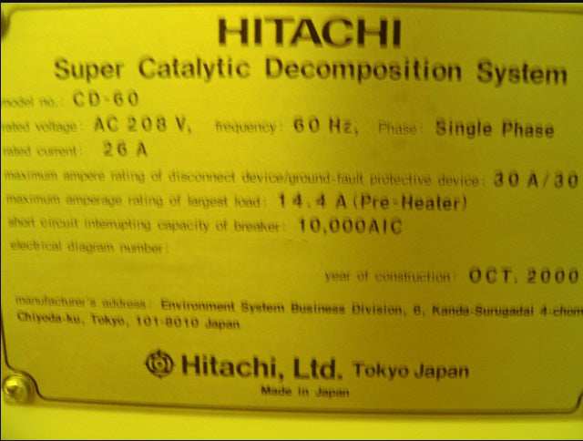 Hitachi CD 60 SCDS Gas Scrubbers
