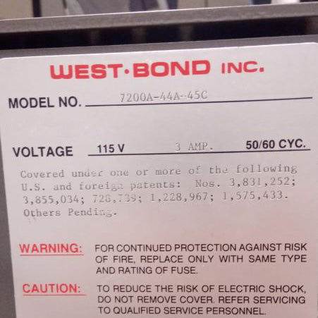 WestBond 7200 44 A 45 C Pick and Place Epoxy Die Bonder