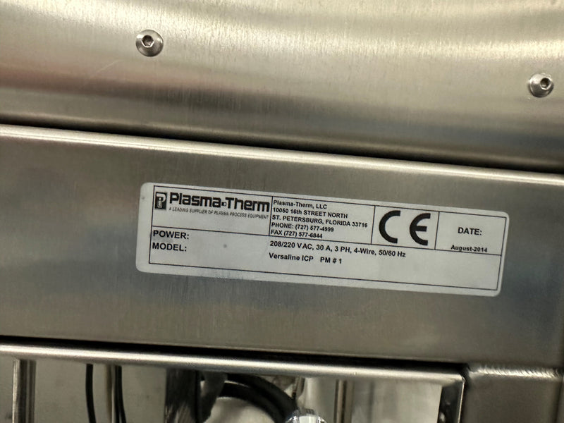 Plasmatherm Versaline ICP Deep Silicon Etcher (Inductively Coupled Plasma)